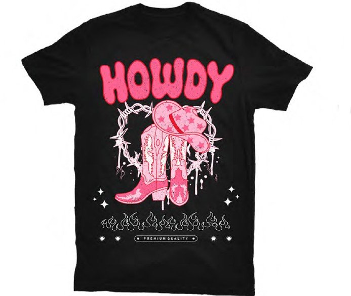 Pink Howdy Western Boots Western Graphic Tee