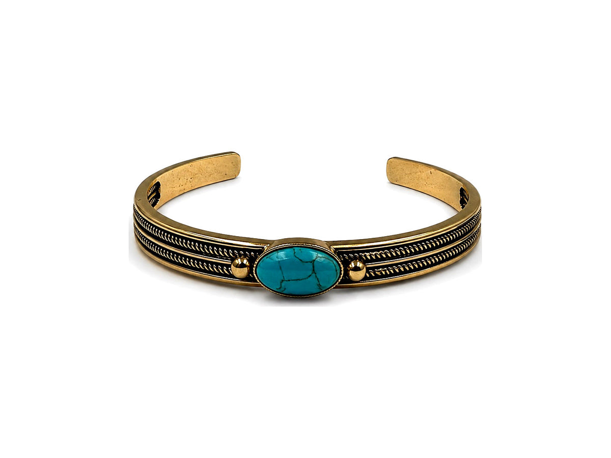 Western Single Turquoise Stone Cuff Bracelet