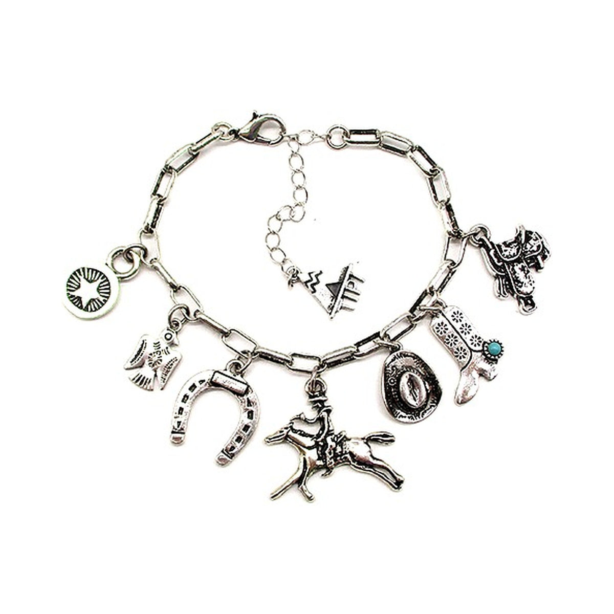 Western Cowboy Charm Chain Bracelet