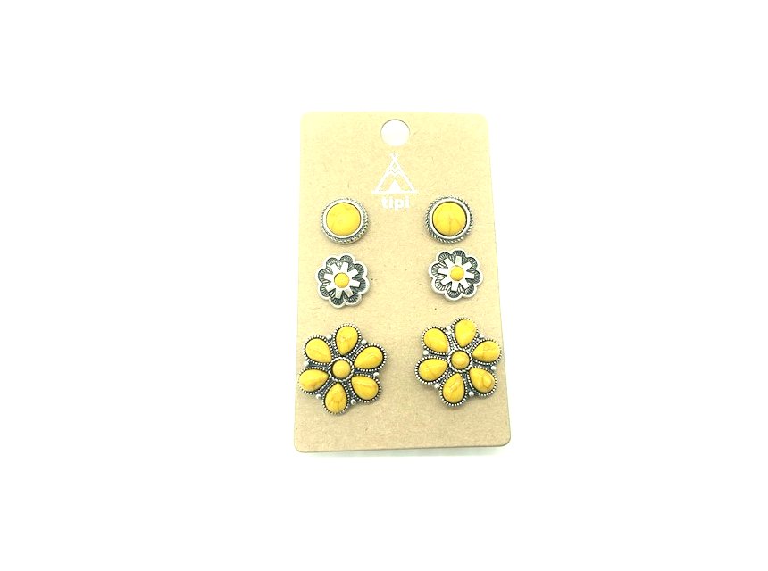 Western 3 Pair Turquoise Post Earring Set
