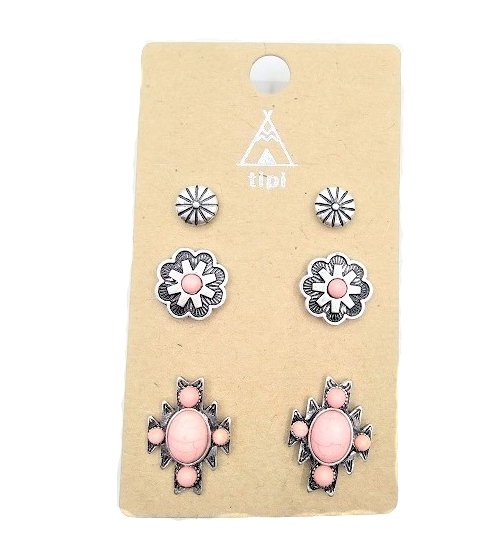 Western 3 Pair Turquoise Earring Set