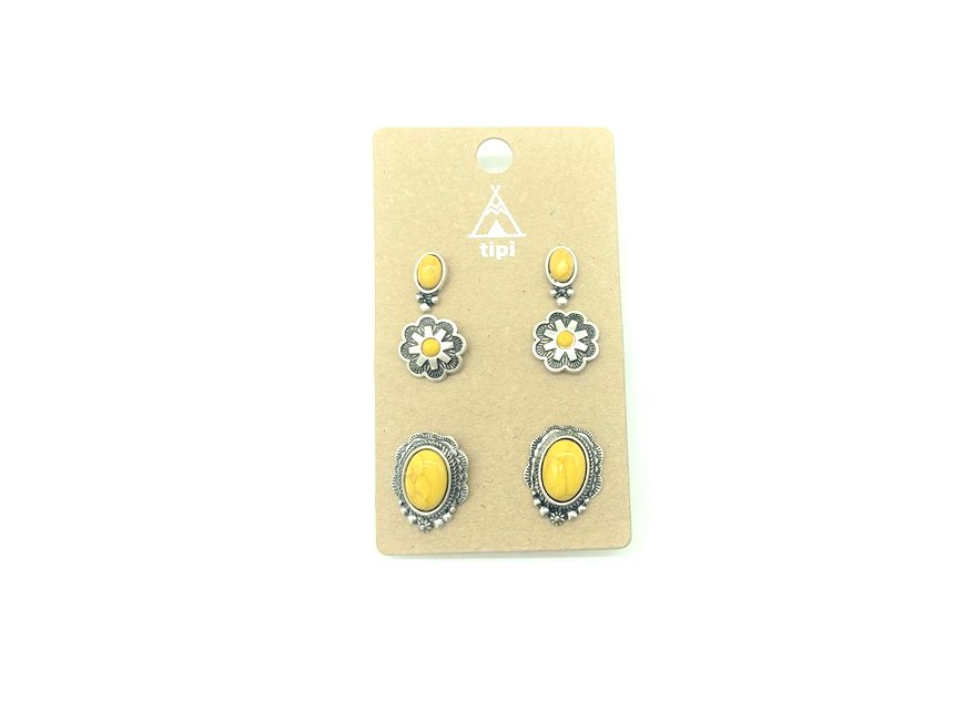 Western 3 Pair Turquoise Earring Set