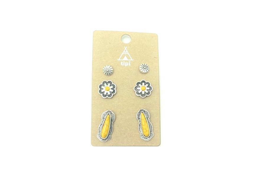 Western 3 Pair Turquoise Earring Set
