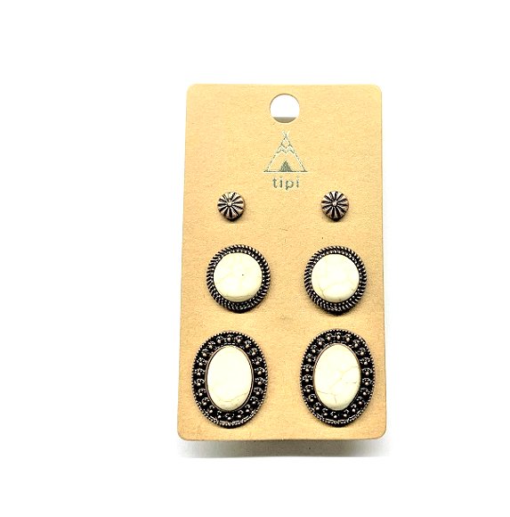 Western 3 Pair Turquoise Earring Set