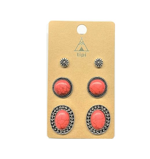 Western 3 Pair Turquoise Earring Set