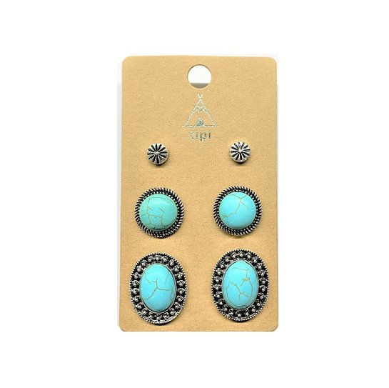 Western 3 Pair Turquoise Earring Set