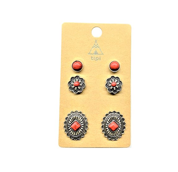 Western 3 Pair Turquoise Earring Set