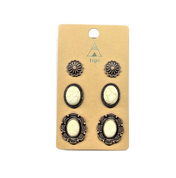 Western 3 Pair Turquoise Earring Set