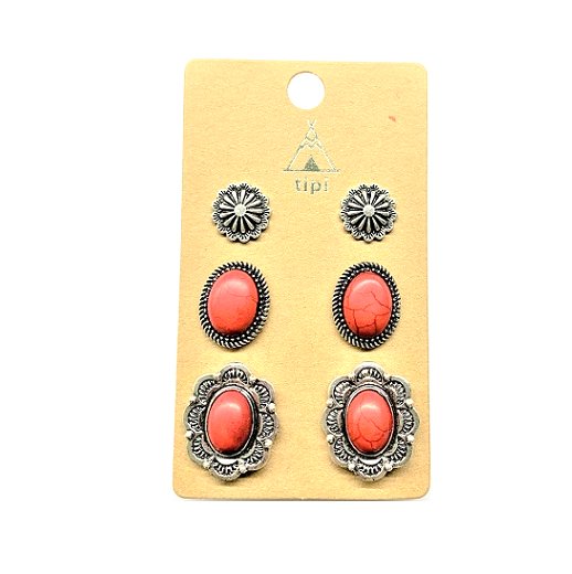 Western 3 Pair Turquoise Earring Set