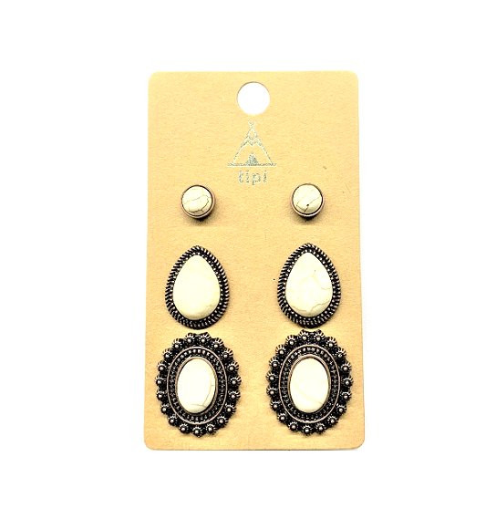 Western 3 Pair Turquoise Earring Set
