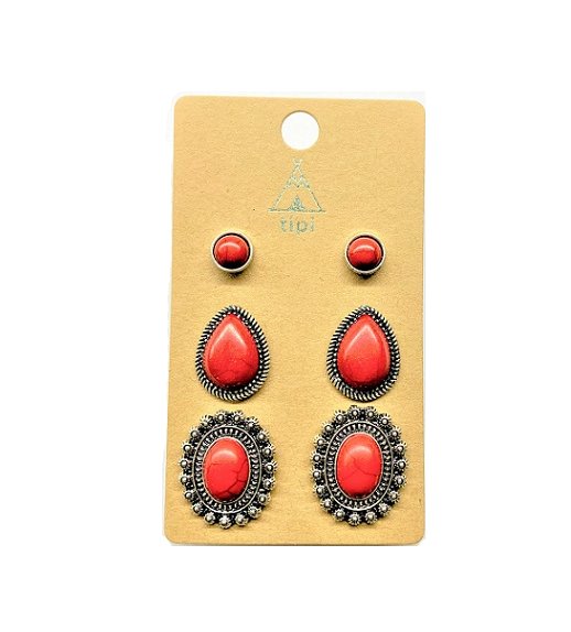 Western 3 Pair Turquoise Earring Set