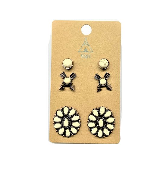Western 3 Pair Turquoise Earring Set