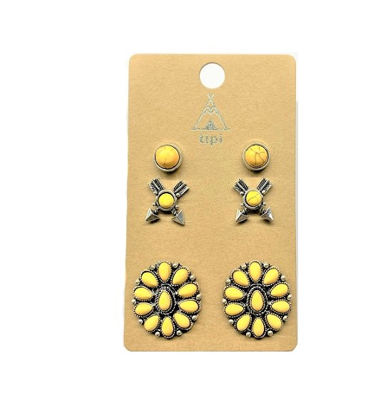 Western 3 Pair Turquoise Earring Set