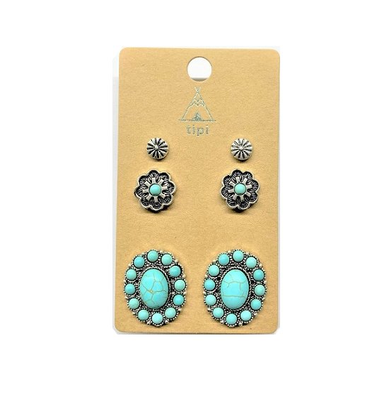 Western 3 Pair Turquoise Earring Set