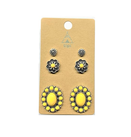 Western 3 Pair Turquoise Earring Set