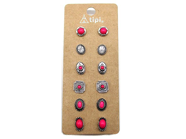 Western 6 Pair Dainty Post Earring Set