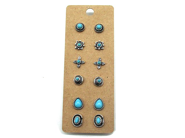 Western 6 Pair Dainty Post Earring Set