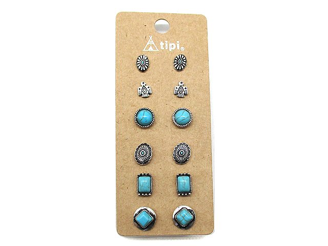 Western 6 Pair Dainty Post Earring Set