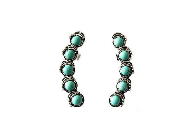 Western Turquoise Curved Bar Ear Cuff