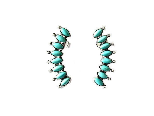 Western Turquoise Curved Bar Ear Cuff