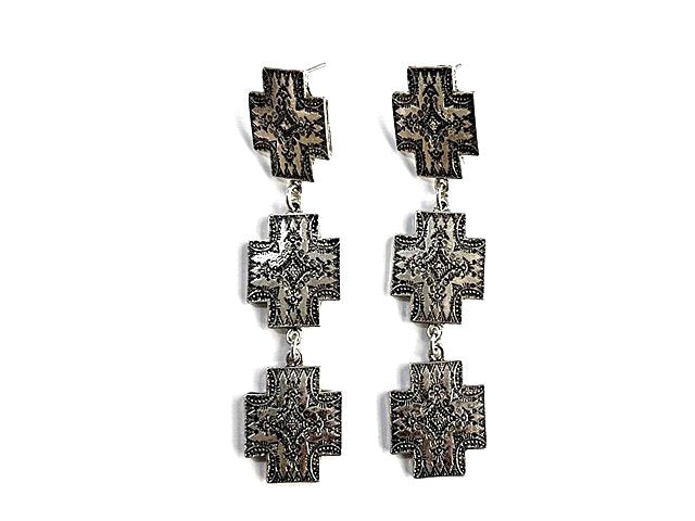 Western Small Cross 3 Dangle Earring
