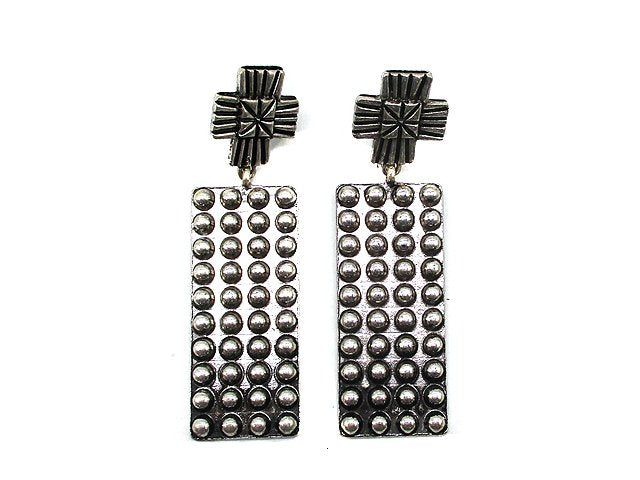 Western Rectangle Cross Dangle Earring