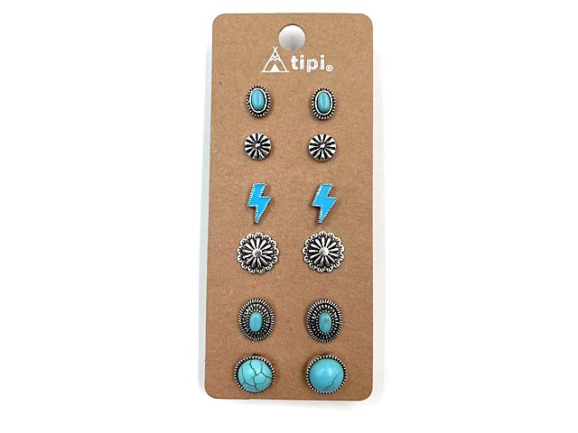 Western 6 Pair Dainty Post Earring Set