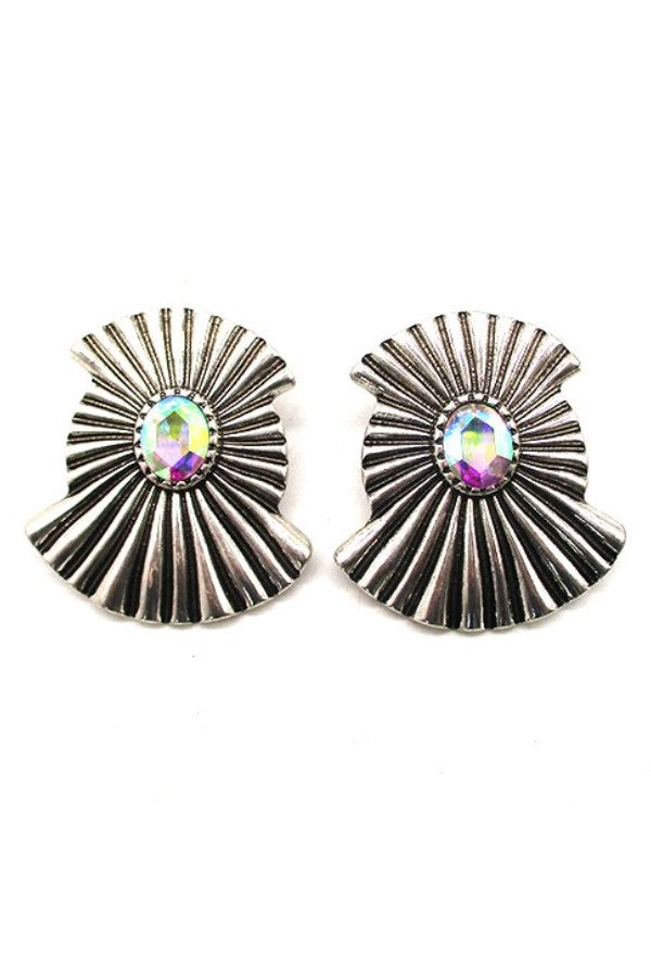 WESTERN CONCHO CRYSTAL EARRINGS