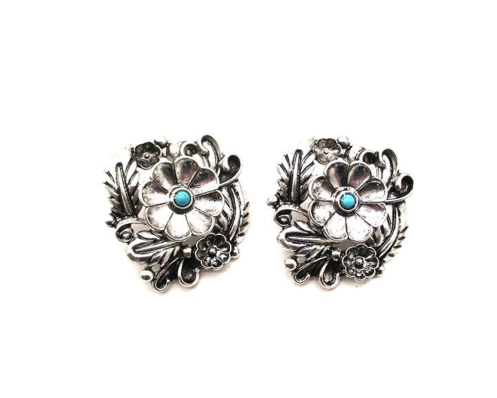 WESTERN FLOWER CONCHO STUD EARRINGS