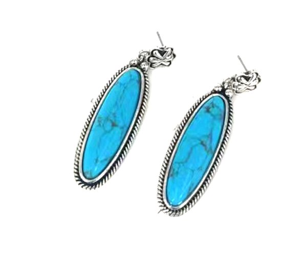 Western Turquoise Teardrop Dangle Earring