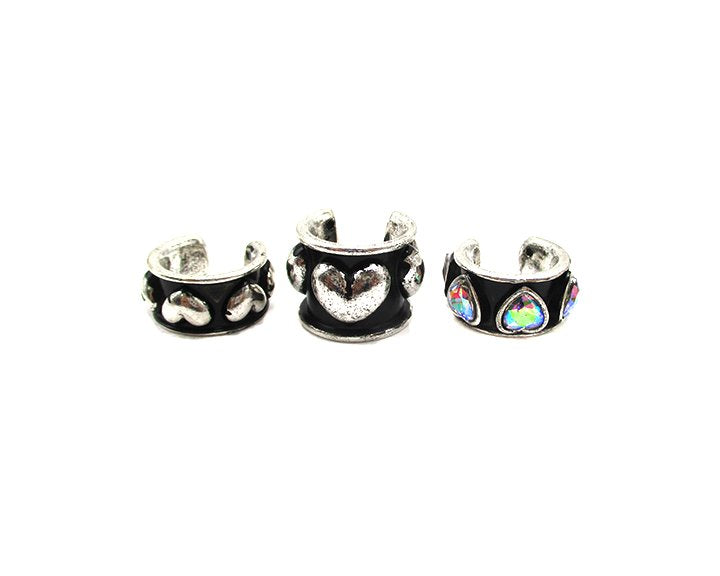 Western Bubble Heart 3 Ear Cuff Set