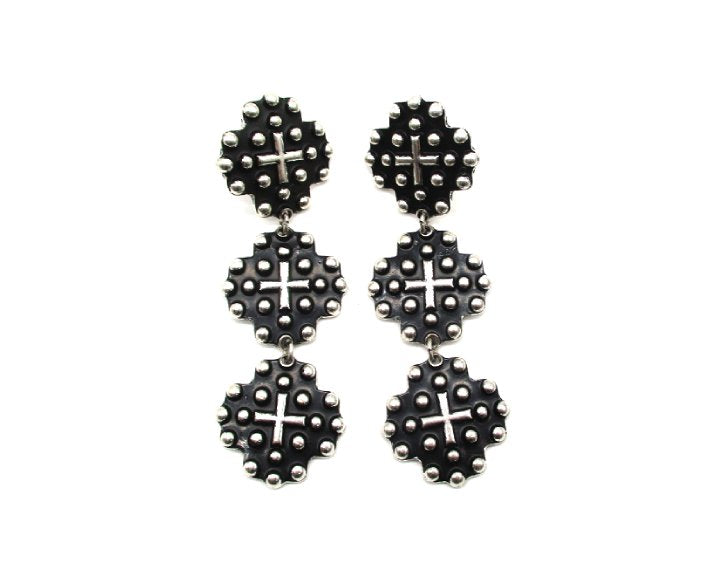 Western Bubble Cross 3 Dangle Earring