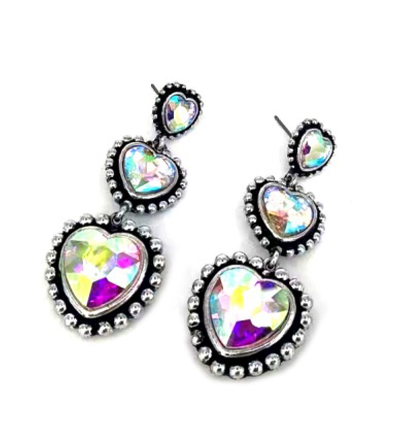 Western Crystal Heart Dangle Earring
