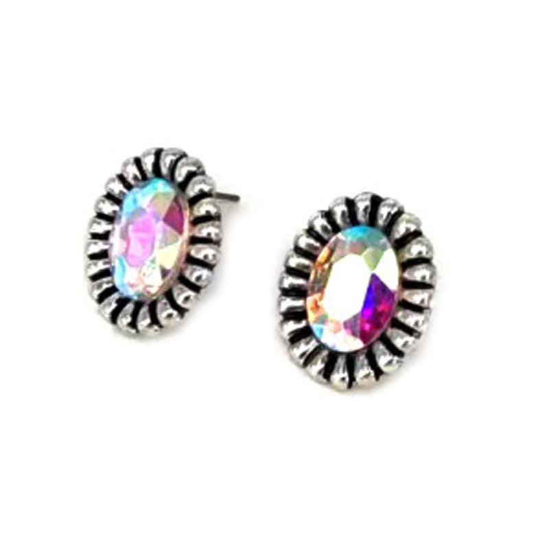 Western Crystal Round Stud Earring