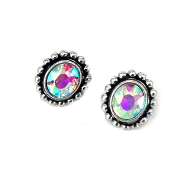 Western Crystal Oval Stud Earring