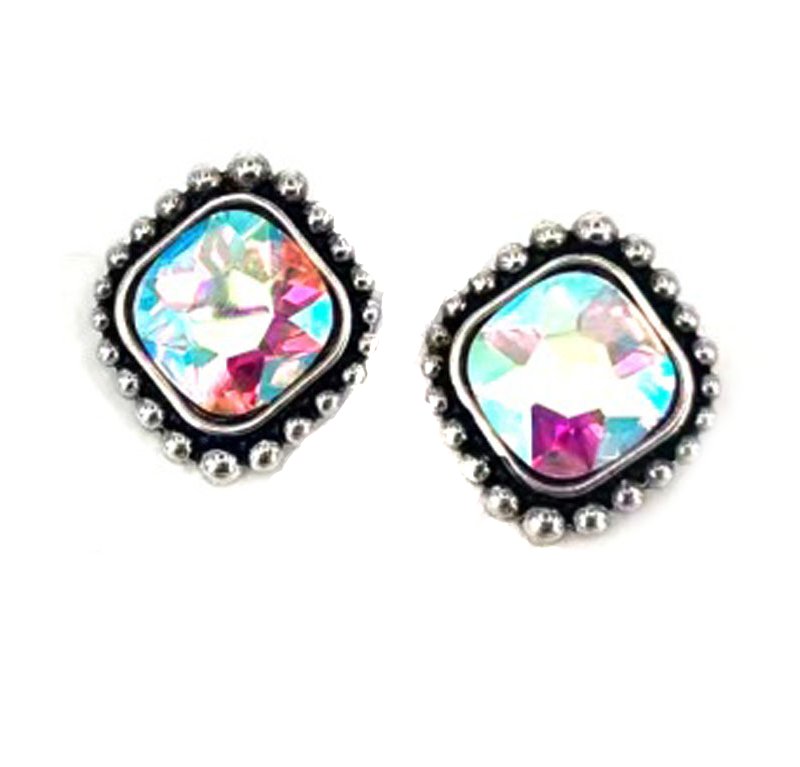 Western Crystal Square Stud Earring