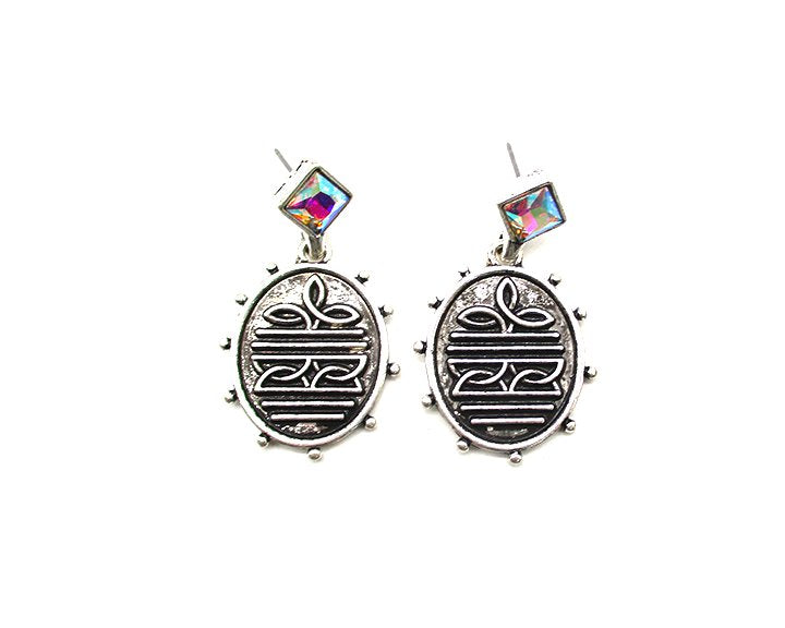 Western Oval Boot Stitch Earring