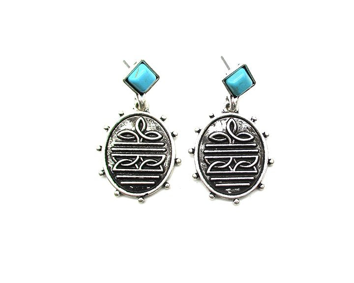 Western Oval Boot Stitch Earring