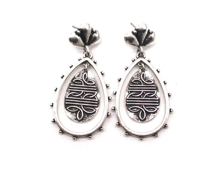 Western Teardrop Boot Stitch Dangle Earring
