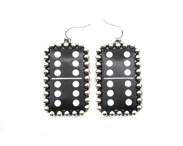 Black Domino Dangle Earring