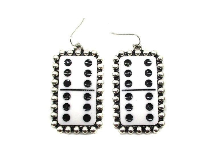 White Domino Dangle Earring