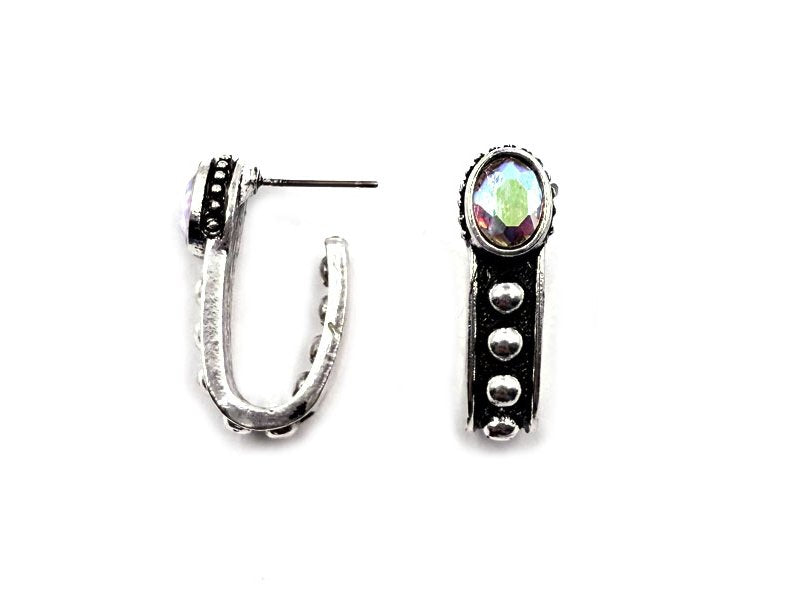 Western Bubble AB Stone Half Hoop Earring