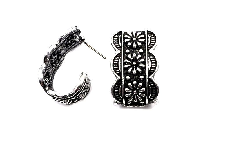 Western Flower Half Hoop Earring