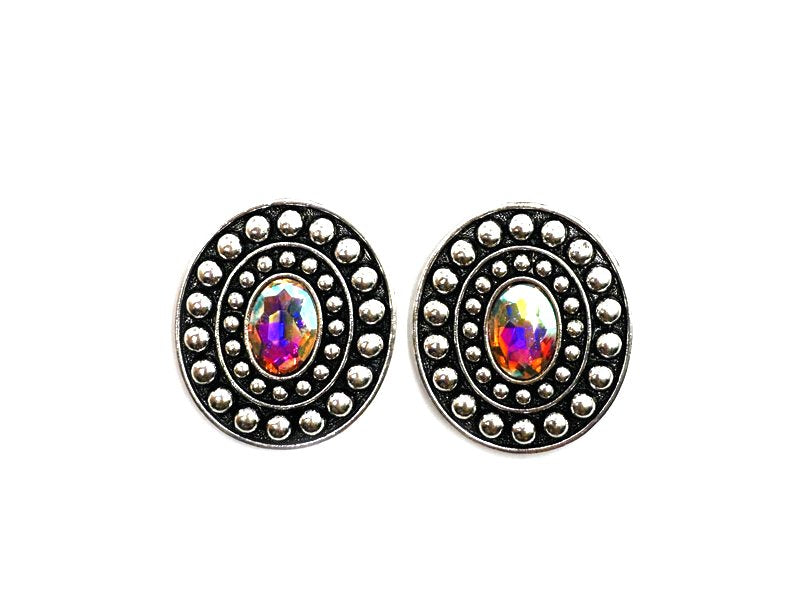 Western Oval Concho Post Earring