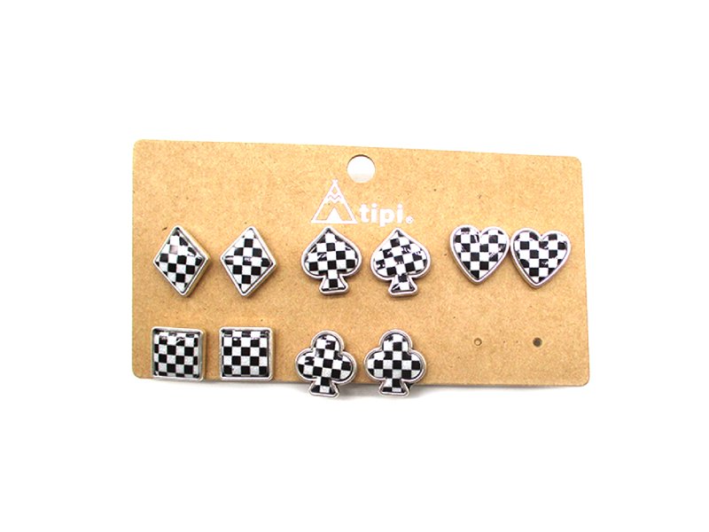 5 Pair Checkered Earring Set