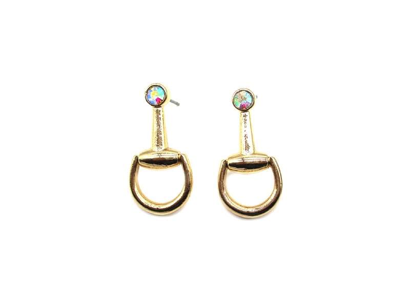 Western Snaffle Bit AB Stone Post Earring