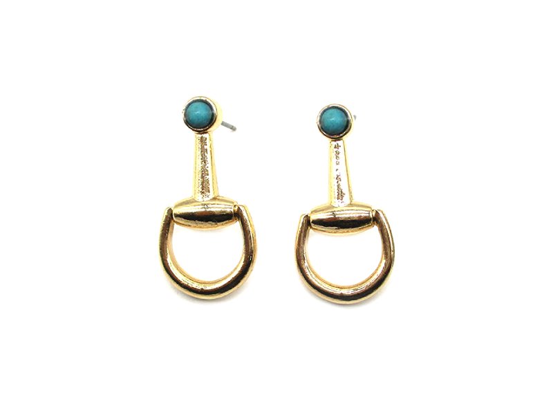 Western Snaffle Bit Turquoise Post Earring