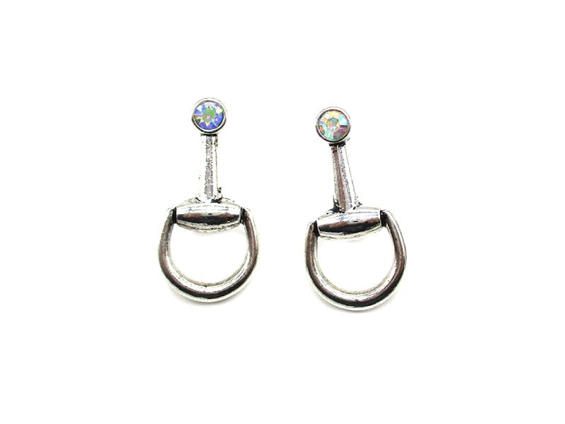 Western Snaffle Bit AB Stone Post Earring