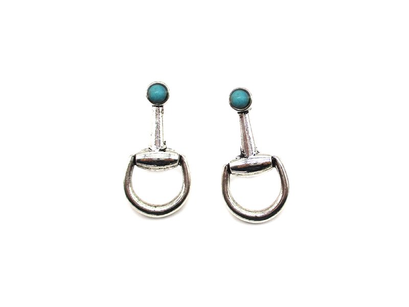 Western Snaffle Bit Turquoise Post Earring