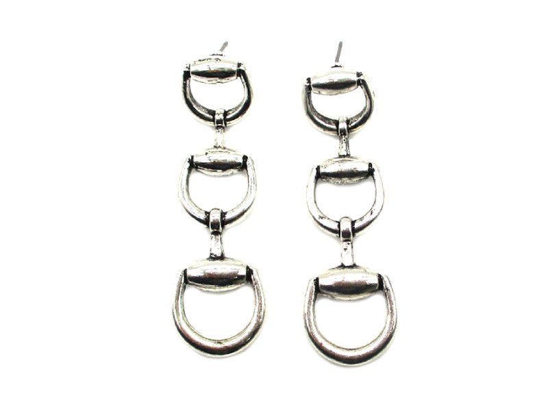 Western 3 Dangle Snaffle Bit Earring